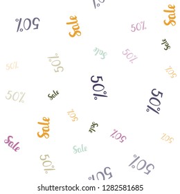 Light Multicolor vector seamless pattern with 50 percentage signs. Gradient illustration with discount signs on white backdrop. Pattern for ads, posters, banners of sales.