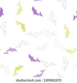 Light Multicolor vector seamless pattern with sea dolphins. Modern abstract illustration with sea dolphins. Pattern for wildlife ad, booklets.