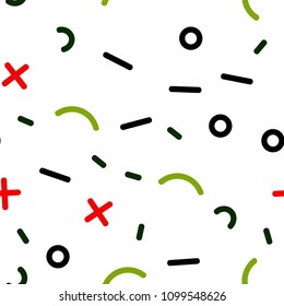 Light Multicolor vector seamless template with geometric lines. Decorative abstract design of repeating lines, circles. Pattern for trendy fabric, wallpapers.