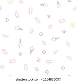 Light Multicolor vector seamless template with organic meal. Glitter abstract sketch with gourmet food. Doodle design for your business advert of cafes.