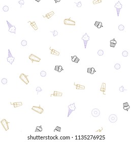 Light Multicolor vector seamless template with organic meal. Illustration with set of fresh food in doodle style. Pattern for menu of cafes, bars, restaurants.