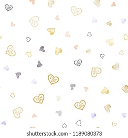 Light Multicolor vector seamless template with doodle hearts. Blurred decorative design in doodle style with hearts. Pattern can be used for valentine's ad, booklets.