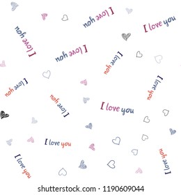 Light Multicolor vector seamless template with doodle hearts. Illustration with hearts in love concept for valentine's day. Template for Valentine's greeting postcards.