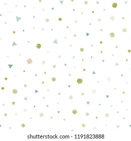 Light Multicolor vector seamless template with crystals, circles, squares. Illustration with set of colorful circles, triangles, squares. Pattern for design of fabric, wallpapers.