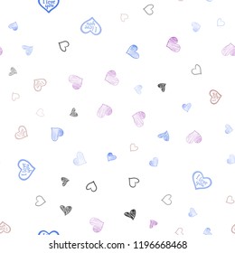 Light Multicolor vector seamless template with doodle hearts. Glitter abstract illustration with colorful hearts in romantic style. Pattern can be used for valentine's ad, booklets.