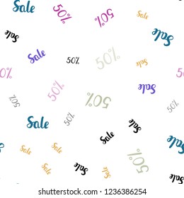 Light Multicolor vector seamless template with 50% selling. Shining colorful illustration with isolated selling prices. Backdrop for ads, leaflets of Black Friday.