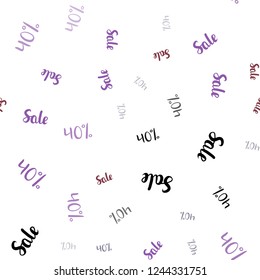 Light Multicolor vector seamless template with 40% selling. Colored words of sales with gradient on white background. Backdrop for super sales on Black Friday.