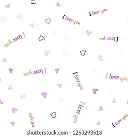 Light Multicolor vector seamless template with doodle hearts. Blurred decorative design in doodle style with hearts. Pattern for marriage gifts, congratulations.