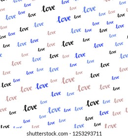 Light Multicolor vector seamless template with text LOVE YOU. Illustration with colorful phrase LOVE YOU in romantic style. Template for business cards, websites.