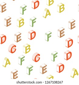 Light Multicolor vector seamless template with 3D isolated letters. Abstract illustration with 3D ABC symbols. Design for wallpaper, fabric makers.