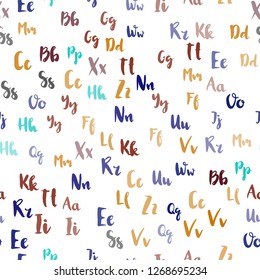 Light Multicolor vector seamless template with isolated letters. Modern geometrical illustration with ABC english symbols. Design for textile, fabric, wallpapers.