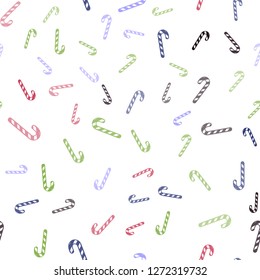 Light Multicolor vector seamless template with sweet christmas sticks.