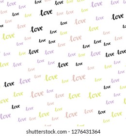 Light Multicolor vector seamless template with text LOVE YOU. Illustration with colorful phrase LOVE YOU in romantic style. Design for wallpaper, fabric makers.