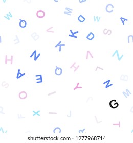 Light Multicolor vector seamless template with isolated letters. Abstract illustration with colored latin alphabet. Pattern for design of fabric, wallpapers.