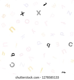 Light Multicolor vector seamless template with isolated letters. Shining illustration with ABC symbols on abstract template. Pattern for trendy fabric, wallpapers.