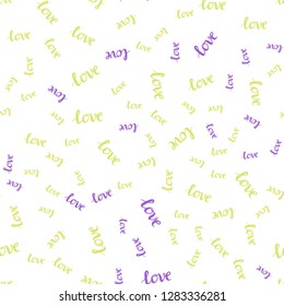 Light Multicolor vector seamless template with text LOVE YOU. Illustration with phrase LOVE YOU for valentine's day. Design for wallpaper, fabric makers.