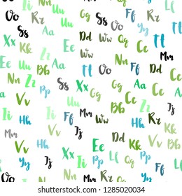 Light Multicolor vector seamless template with isolated letters. Abstract illustration with colored latin alphabet. Pattern for design of fabric, wallpapers.