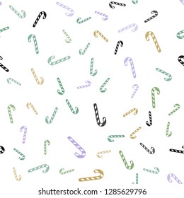 Light Multicolor vector seamless template with sweet christmas sticks.