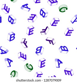 Light Multicolor vector seamless template with 3D isolated letters. Modern geometrical illustration with 3D ABC english symbols. Design for wallpaper, fabric makers.