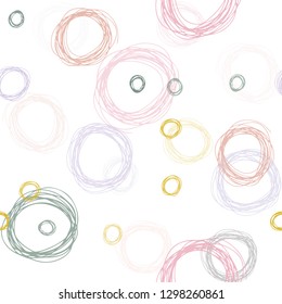 Light Multicolor vector seamless template with circles. Illustration with set of shining colorful abstract circles. Pattern for design of fabric, wallpapers.