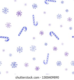 Light Multicolor vector seamless template with sweet christmas sticks.