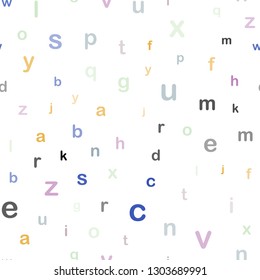 Light Multicolor vector seamless template with isolated letters. Shining illustration with ABC symbols on abstract template. Template for business cards, websites.