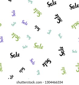 Light Multicolor vector seamless template with selling words. Illustration with signs of sales on abstract template. Pattern for ads, posters, banners of sales.