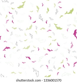 Light Multicolor vector seamless template with dolphins. Natural illustration with sea dolphins. Pattern for websites of animals.