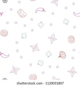 Light Multicolor vector seamless texture with delicious snacks. Glitter abstract sketch with gourmet food. Design for ad, poster, banner of cafes or restaurants.