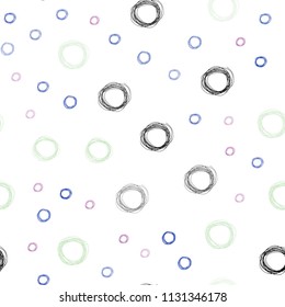 Light Multicolor vector seamless texture with disks. Modern abstract illustration with colorful water drops. Pattern can be used for ads, leaflets.