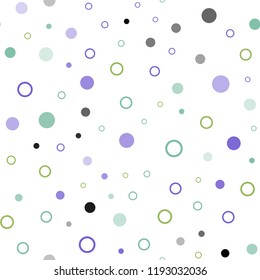 Light Multicolor vector seamless texture with disks. Blurred bubbles on abstract background with colorful gradient. Pattern for trendy fabric, wallpapers.