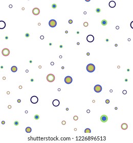 Light Multicolor vector seamless texture with disks. Modern abstract illustration with colorful water drops. Design for textile, fabric, wallpapers.