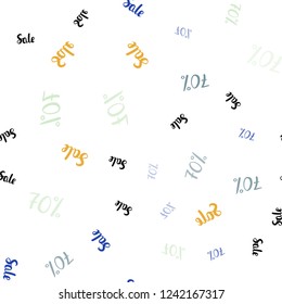 Light Multicolor vector seamless texture with selling prices 70 %. Abstract illustration with colorful gradient symbols of sales. Pattern for ads, posters, banners of sales.