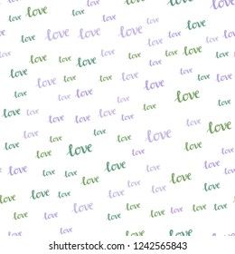 Light Multicolor vector seamless texture with words LOVE YOU. Illustration with phrase LOVE YOU for valentine's day. Design for textile, fabric, wallpapers.