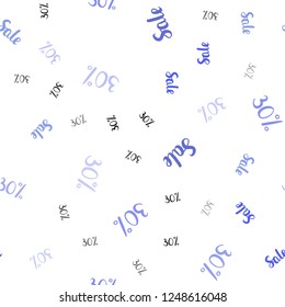 Light Multicolor vector seamless texture with selling prices 30 %. Colorful set of  percentage signs in simple style. Design for business ads, commercials.