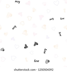 Light Multicolor vector seamless texture with words LOVE YOU, hearts. Colorful illustration with quote LOVE YOU, hearts. Design for wallpaper, fabric makers.