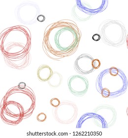 Light Multicolor vector seamless texture with disks. Abstract illustration with colored bubbles in nature style. Design for textile, fabric, wallpapers.