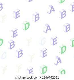 Light Multicolor vector seamless texture with 3D ABC characters. Abstract illustration with 3D ABC symbols. Pattern for design of fabric, wallpapers.