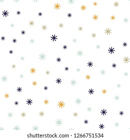 Light Multicolor vector seamless texture with colored snowflakes. Shining colorful illustration with snow on abstract template. Pattern for design of fabric, wallpapers.