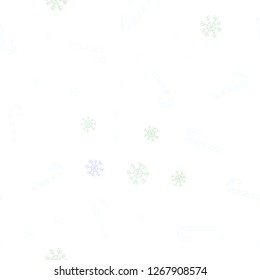 Light Multicolor vector seamless texture with xmas sweets, candies.