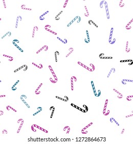 Light Multicolor vector seamless texture with xmas sweets, candies.
