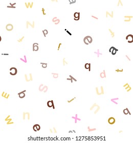 Light Multicolor vector seamless texture with ABC characters. Modern geometrical illustration with ABC english symbols. Design for textile, fabric, wallpapers.