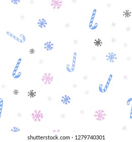 Light Multicolor vector seamless texture with xmas sweets, candies.