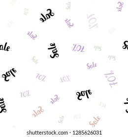 Light Multicolor vector seamless texture with selling prices 70 %. Colorful set of  percentage signs in simple style. Backdrop for super sales on Black Friday.