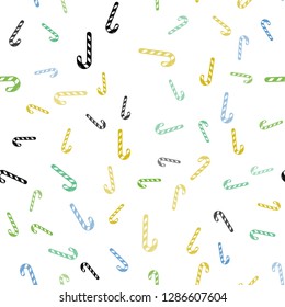 Light Multicolor vector seamless texture with xmas sweets, candies.