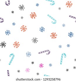 Light Multicolor vector seamless texture with xmas sweets, candies.