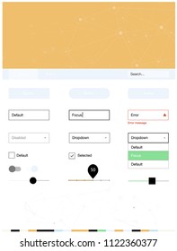 Light Multicolor vector style guide with triangles, circles. Style guide with triangles, circles on abstract background. Modern template for your landing page.