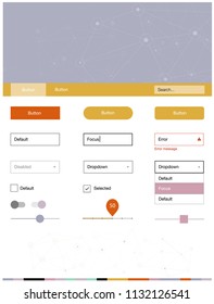 Light Multicolor vector style guide with triangles, circles. Style guide in polygonal style with triangles, circles. This template you can use for landing pages.