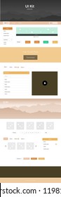 Light Multicolor vector style guide with mountains. Colorful ui/ux kit with header consisted of hills & rocks. Sample for your landing page of tourism.