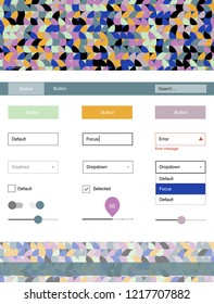 Light Multicolor vector style guide with circles. Modern Style guide with colorful gradient circles in its header. This sample is for your landing page.